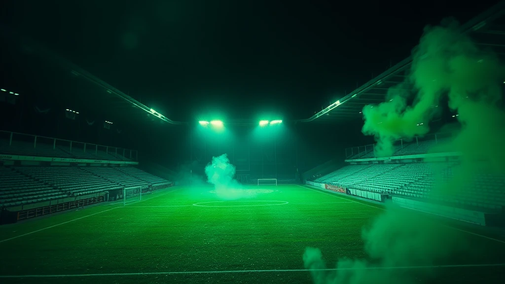 Smoke rolling across empty terraces with plain flags
