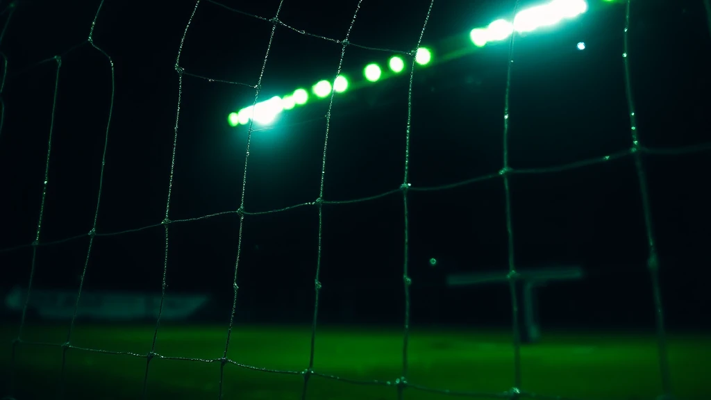 The mesh of a goal net in close-up with water droplets