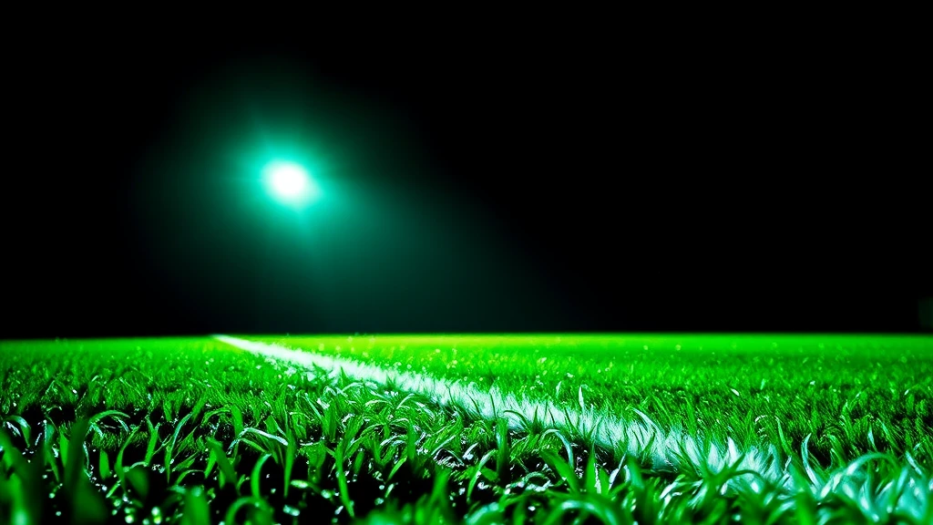 Fresh white line paint on wet grass